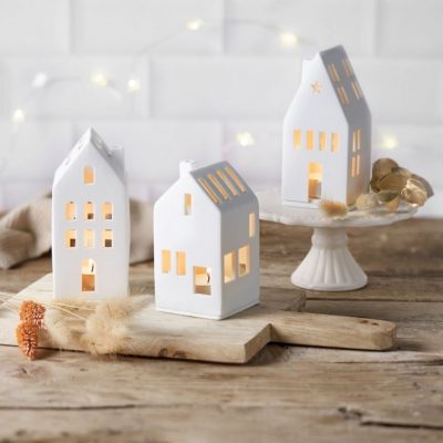 Maison photophore en porcelaine