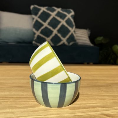 set de 2 bols olive et bleu