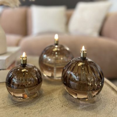 Lampe à huile boule élégante champagne