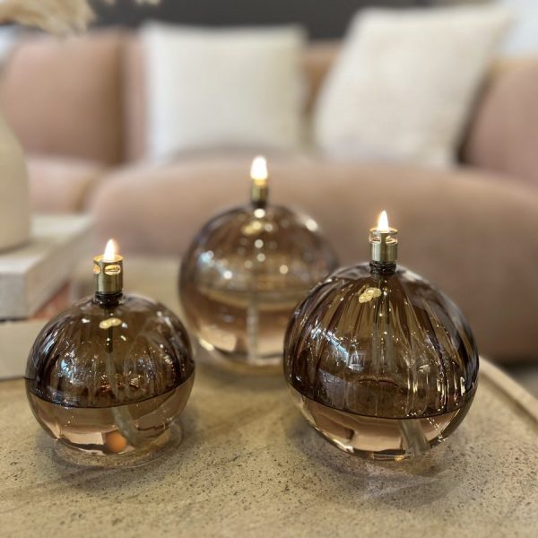 Lampe à huile boule élégante champagne