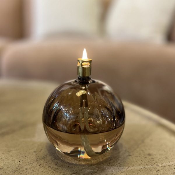 Lampe à huile boule élégante champagne