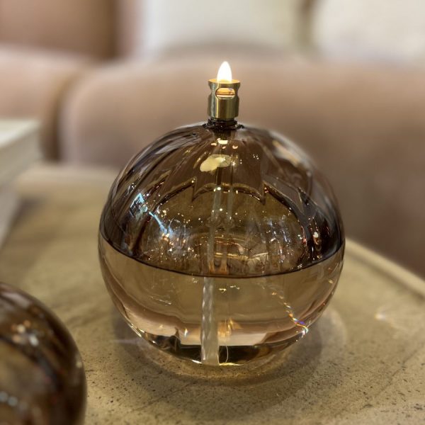 Lampe à huile boule élégante champagne