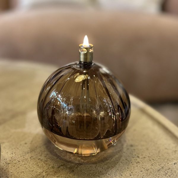 Lampe à huile boule élégante champagne