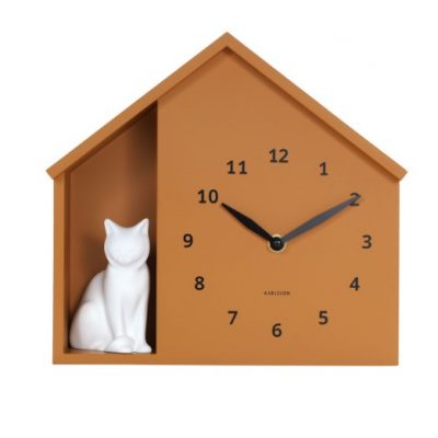 Horloge murale chat assis jaune