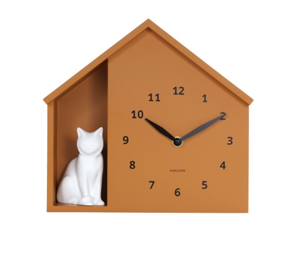 Horloge murale chat assis jaune