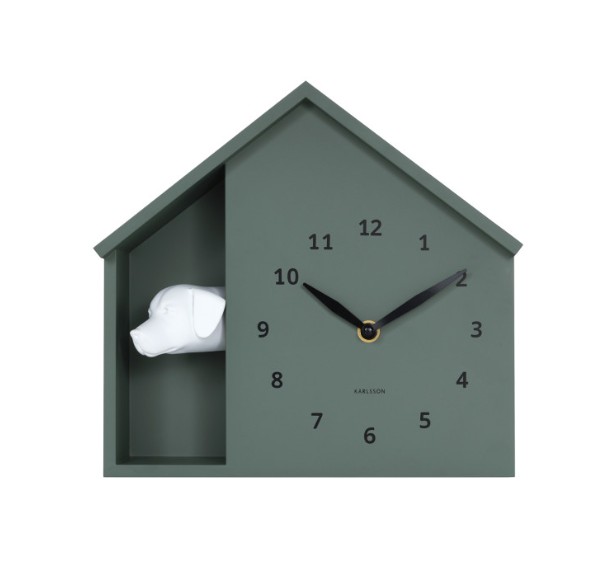 Horloge murale chien vert