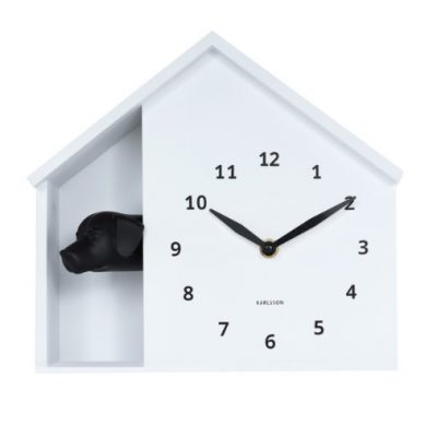 horloge murale chien blanc