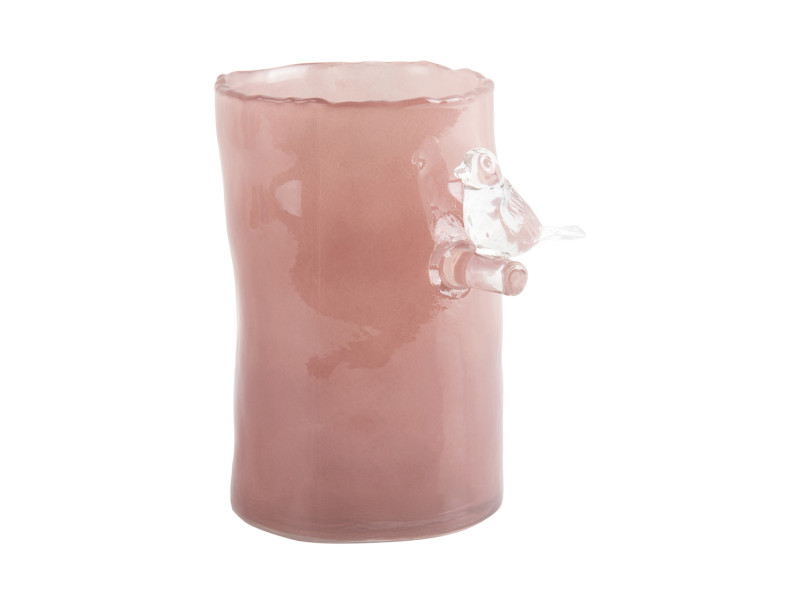 vase oiseau sur branche rose h15cm