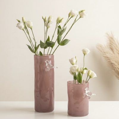 vase oiseau sur branche rose
